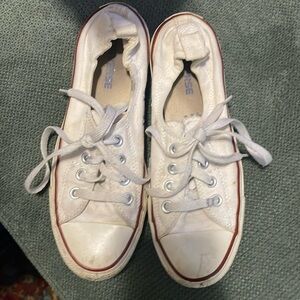 Converse White All Star Low Tops Shoes. Size 8